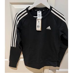 Adidas Women's 3 Stripe Classics Oversized Crew Sweatshirt FL4894 Black XS NWT